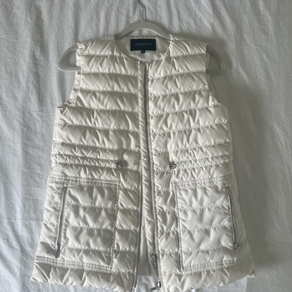 Lafayette 148 White Quilted Vest